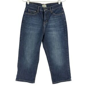 Levis 512 Women Perfectly Slimming Mid Rise Stretch Blue Denim Capris Jeans Sz 8